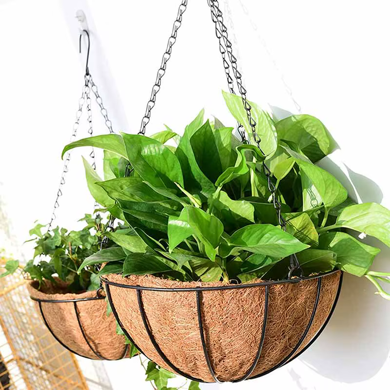 Cesta colgante metal para plantas 8/10 pulg. con forro coco - imagen 4