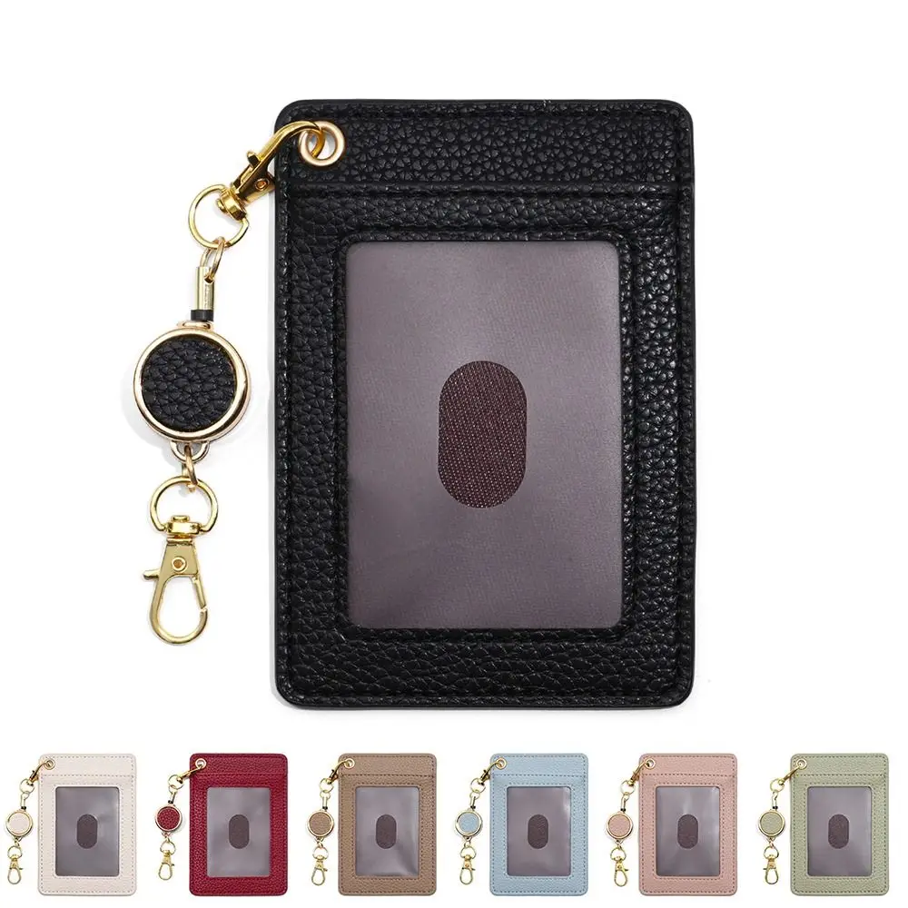 Porta tarjetas retráctil de PU con ventana transparente protector - imagen 3