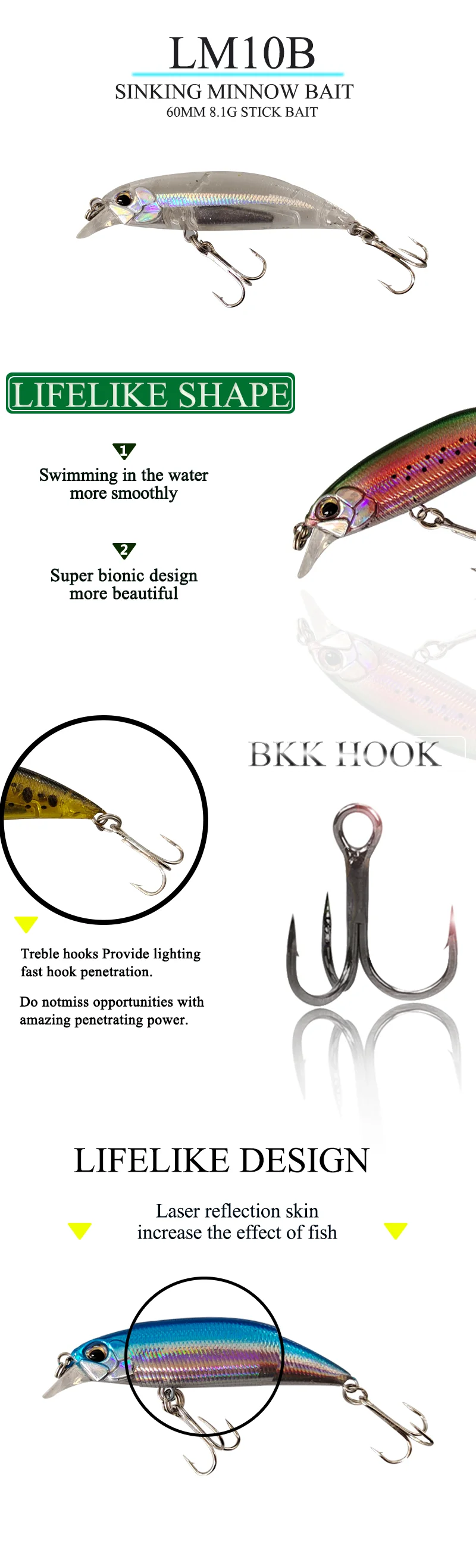 Señuelo Lutac Jerkbait 60mm negro vista lateral