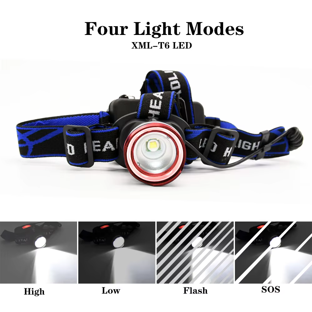 Linterna frontal RJ-2190 impermeable con LED para pesca nocturna - imagen 2