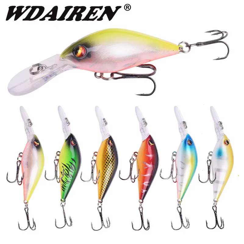 Crankbait Wobbler con anzuelos triples – Señuelo de pesca duro - imagen 3