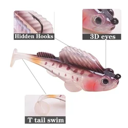 Jig Heads de plomo oculto para vinilo swimbait cola en T