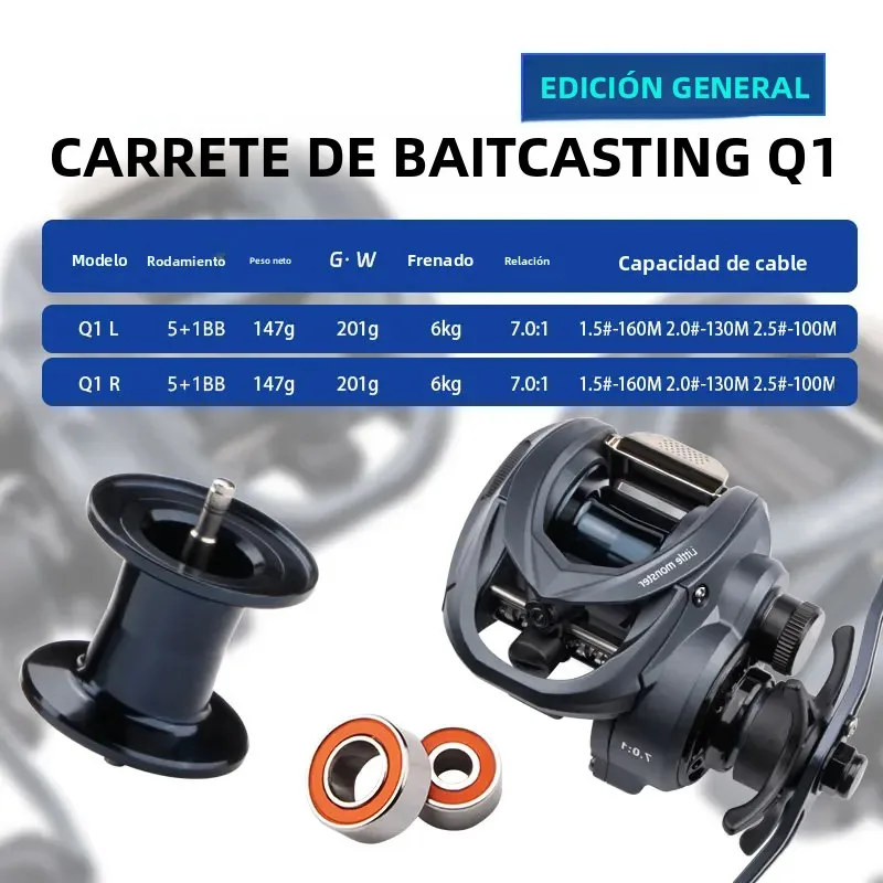 Carrete de pesca DEUKIO freno magnético y DC con repuesto - imagen 4