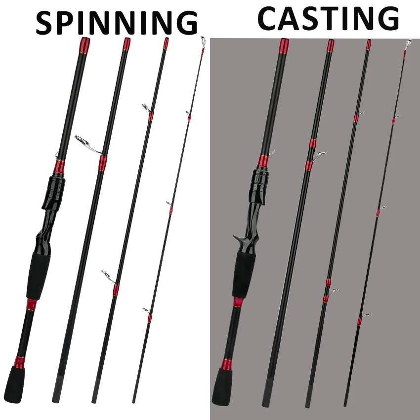 Caña de carbono mini para spinning y baitcasting, acción rápida M