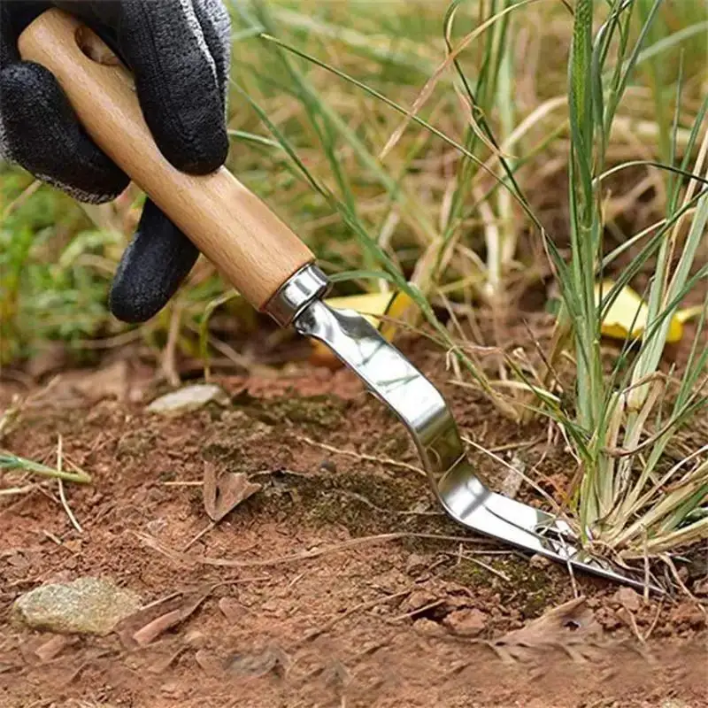 Herramienta de jardinería multifunción con mango de madera