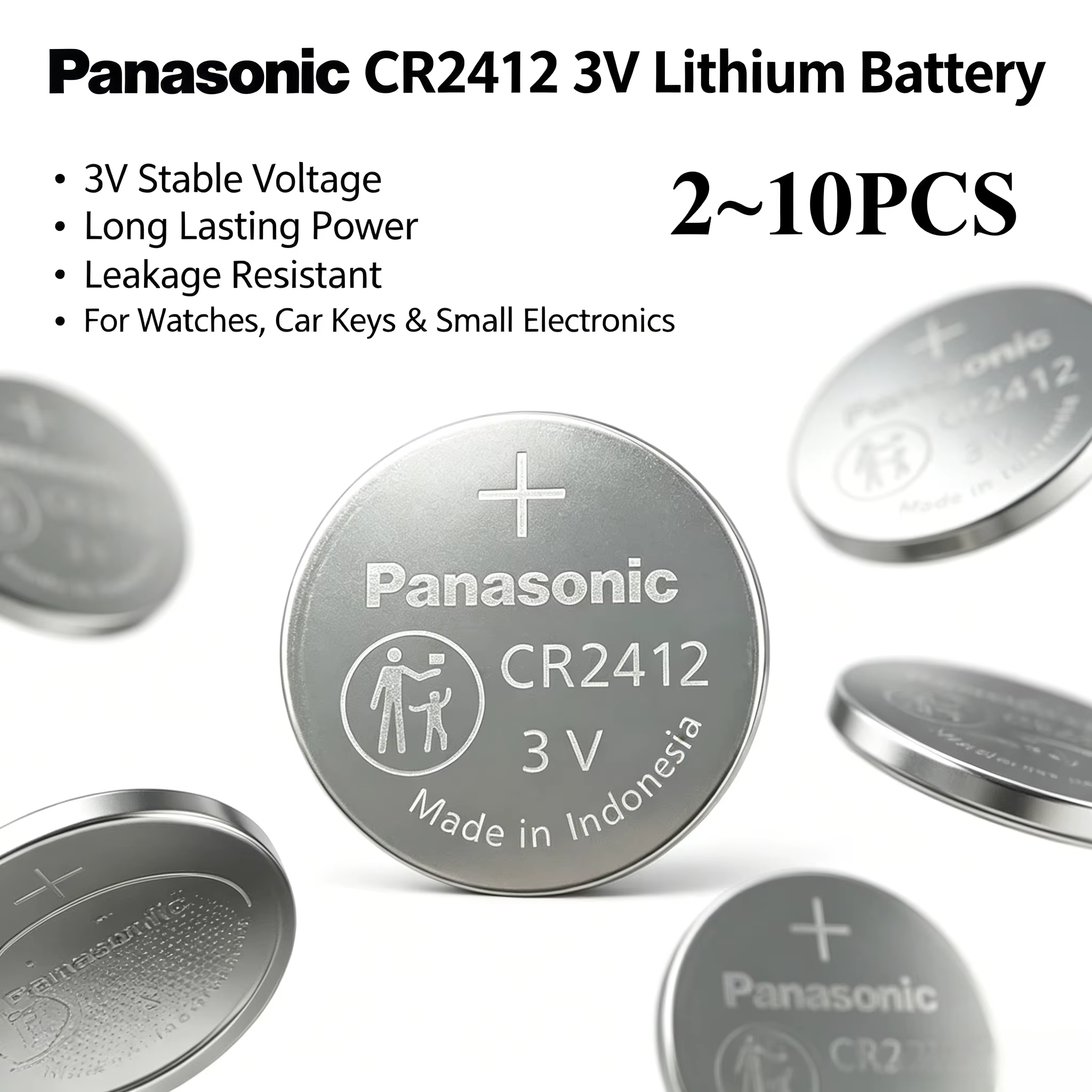Batería Panasonic CR2412 3 V tipo moneda para llave de coche