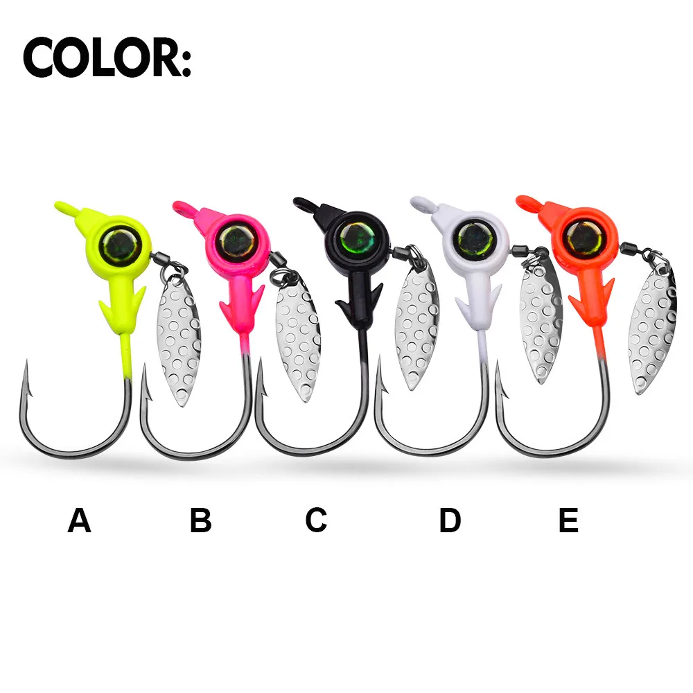 Jig Head con lentejuelas giratorias – Anzuelo para pesca con vinilo - imagen 3