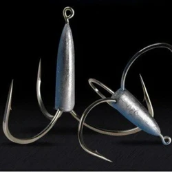 Anzuelos triples acero alto carbono con púas y cabeza jig plateada