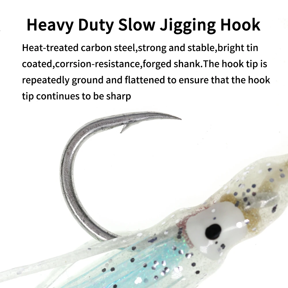 Anzuelo calamar luminoso ELLLV con falda y cordón Kevlar – Jigging lento - imagen 4