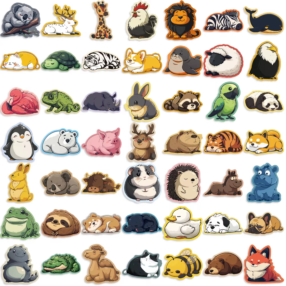 Pegatinas impermeables infantiles animales rechonchos estilo graffiti - imagen 2