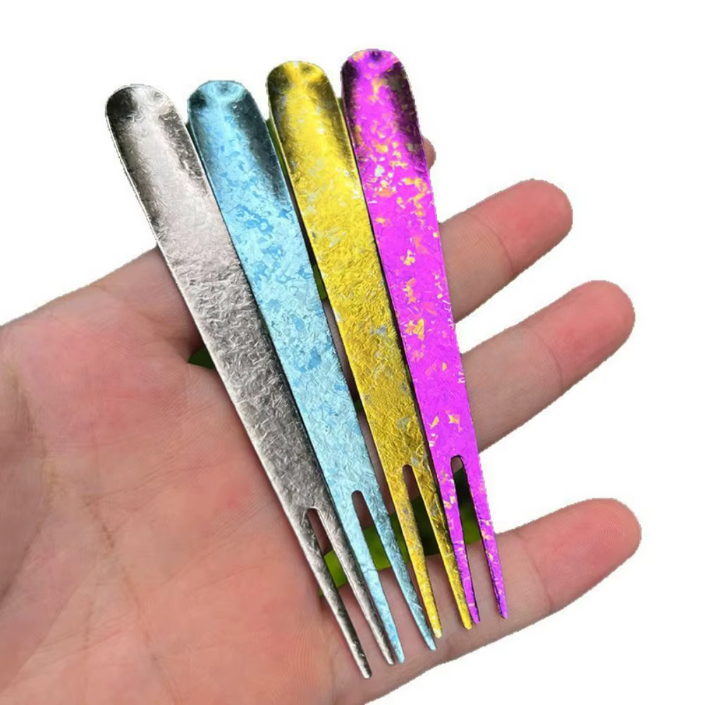 Cubiertos de titanio ultraligeros para camping: cuchara y tenedor - imagen 3