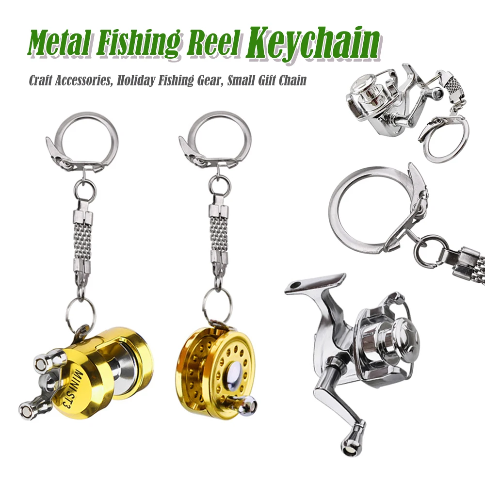 Llavero carrete de pesca metal – Colgante tambor para aparejos - imagen 5