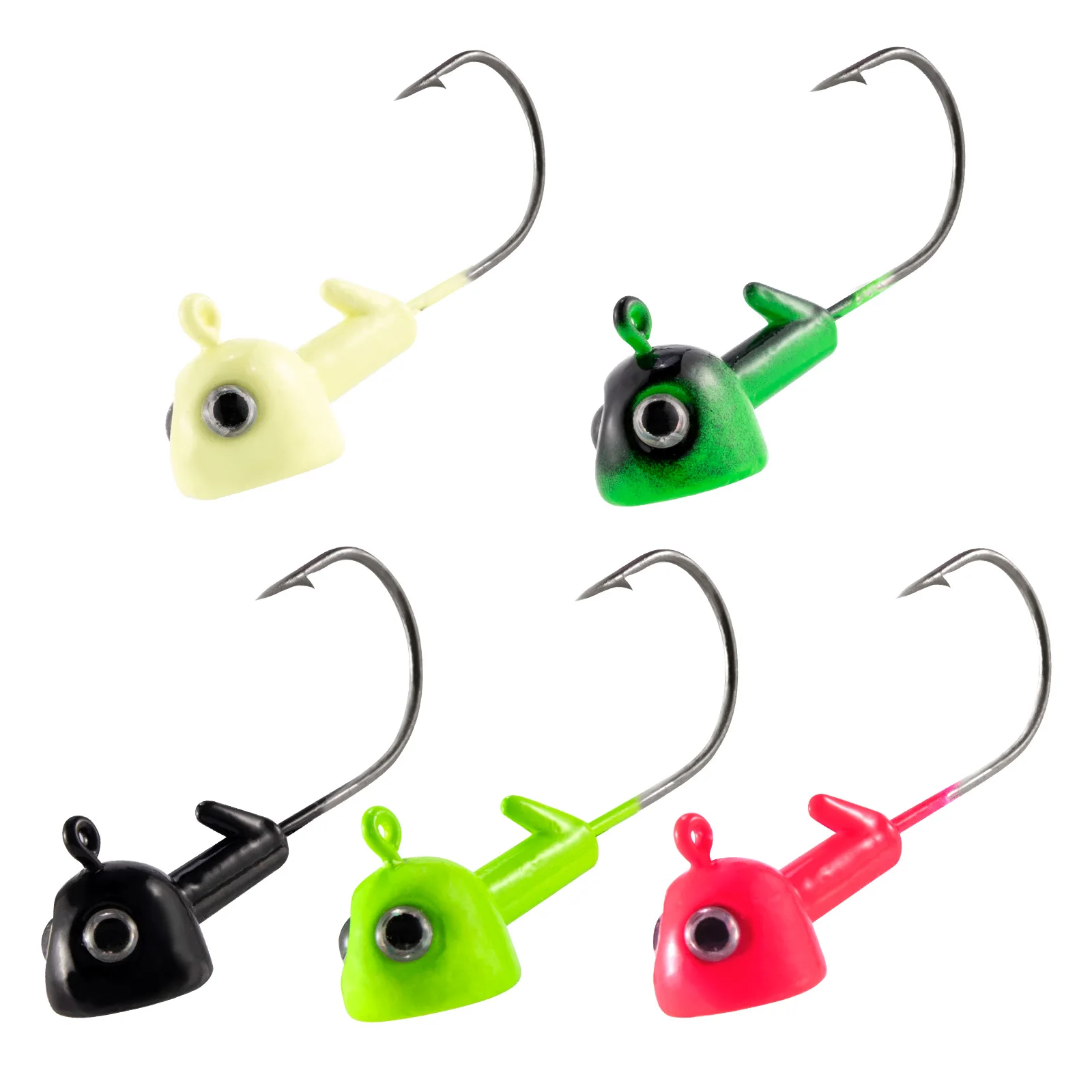 Anzuelo Jig con cabeza plana y ojos 3D para señuelos blandos