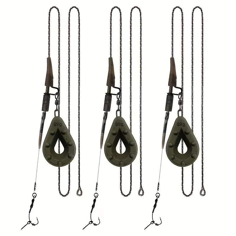 Montura de carpa lista para pescar con plomada