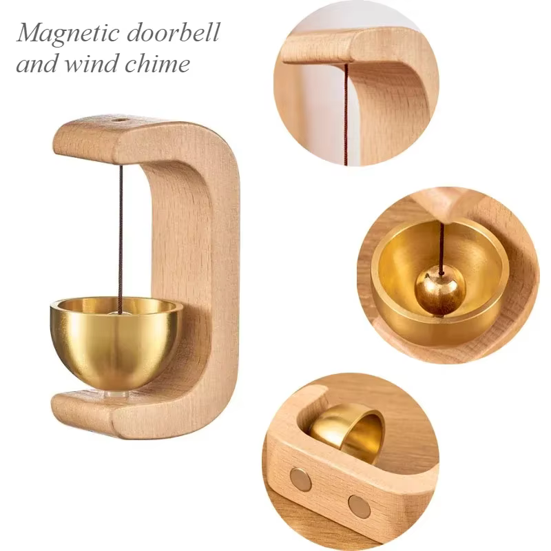 Detalle de la fijación magnética del timbre de madera