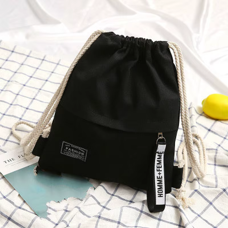Mochila de lona con cordón – Bolso escolar para viaje unisex - imagen 2