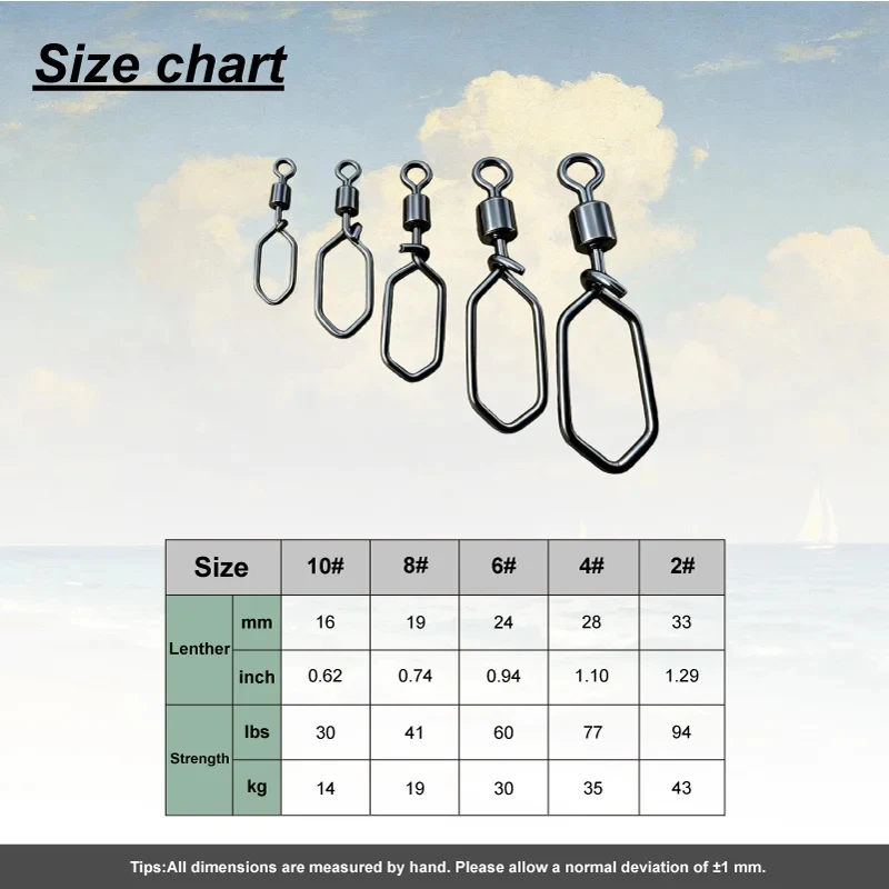 Esmerillones con clip barril giratorio inox para señuelos agua salada - imagen 2