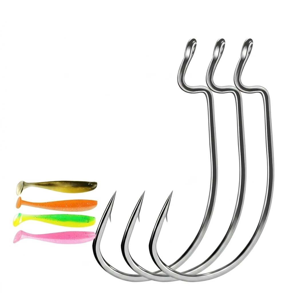 Anzuelos offset de acero carbono para lubina – Texas Rig salada - imagen 2