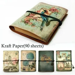 Cuaderno vintage piel PU para escribir – Agenda creativa papel Kraft
