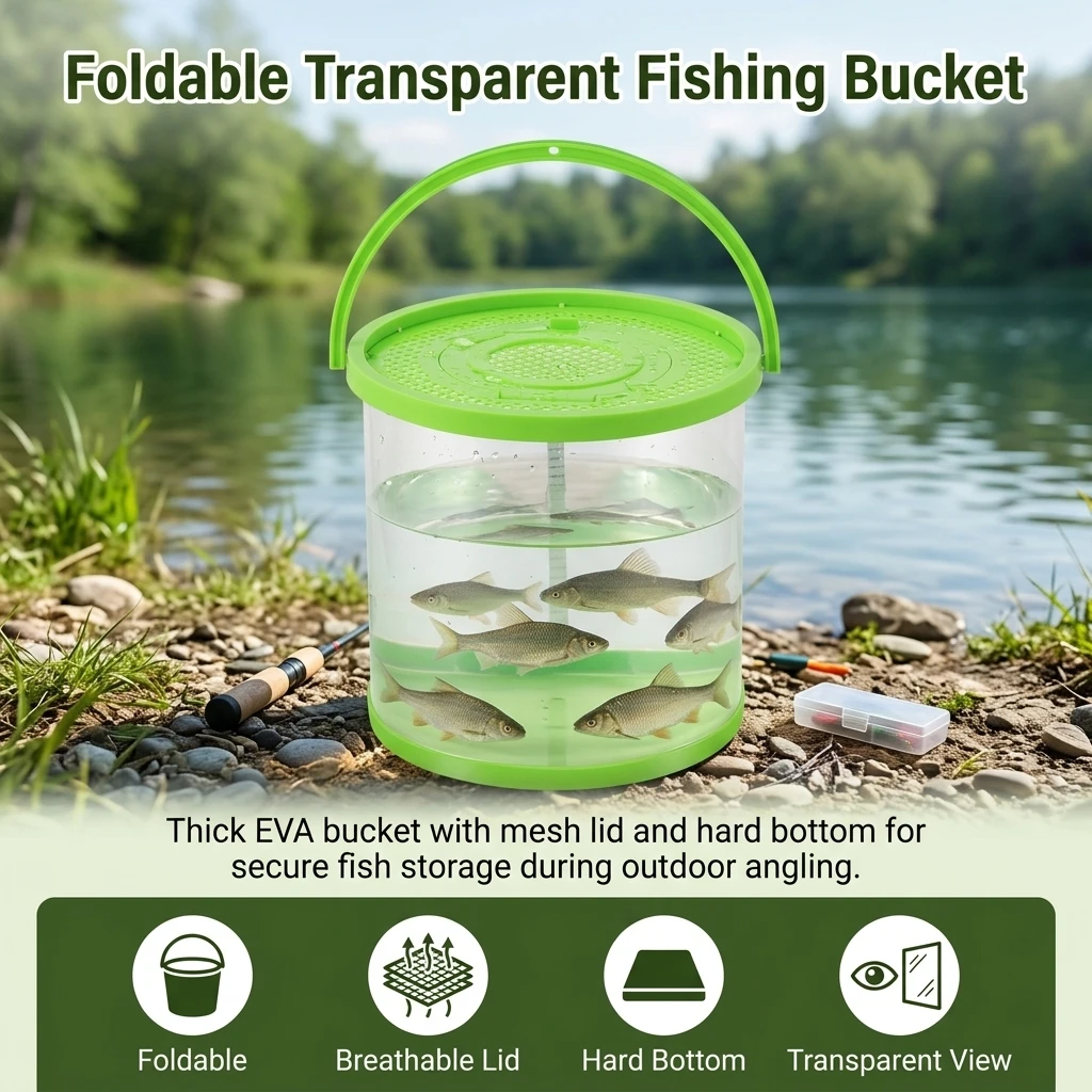 Cubeta Plegable EVA Portapeces Vivos – Accesorio Pesca Agua Dulce y Salada - imagen 2