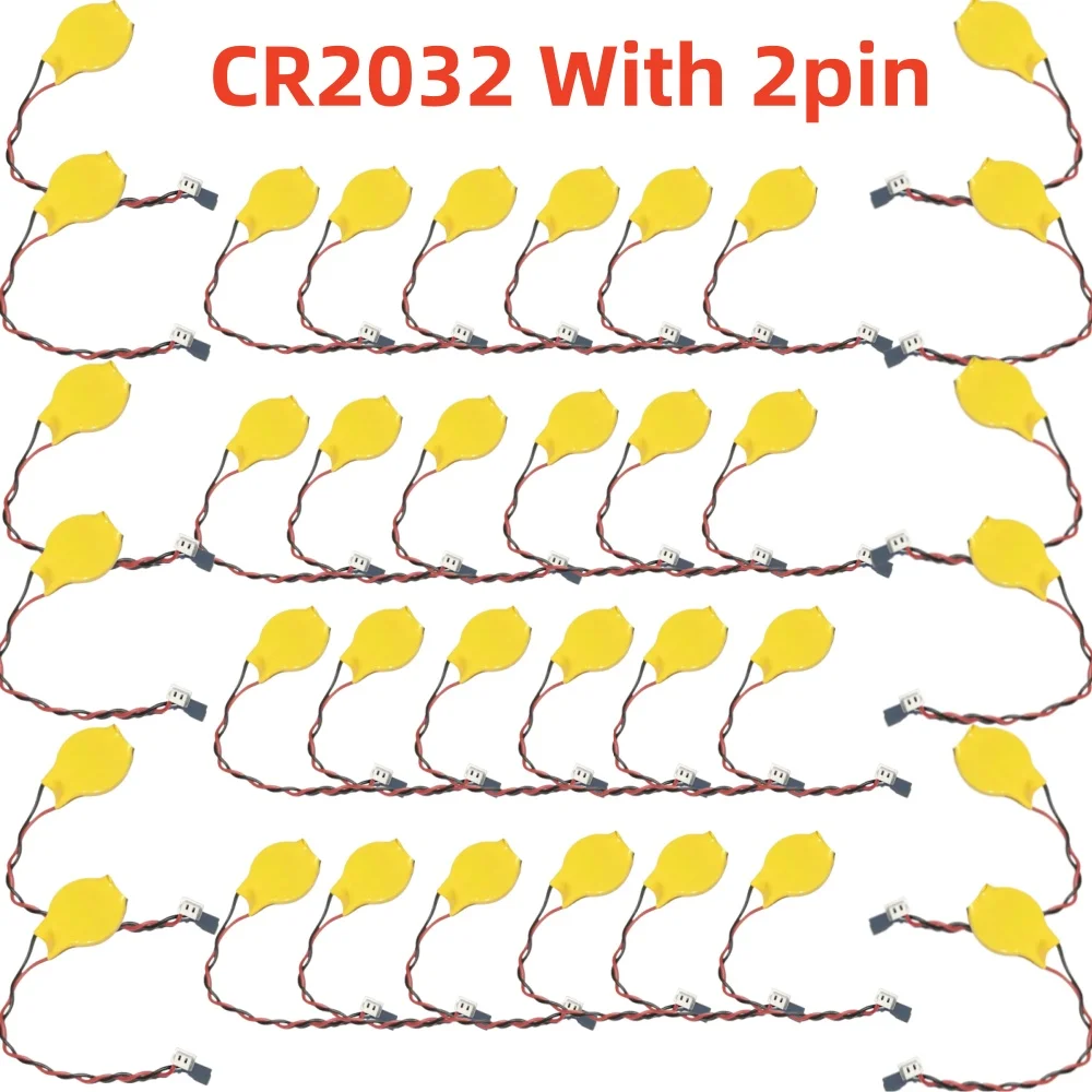 Batería CR2032 de 3V con cables de 2 pines para CMOS portátil - imagen 2