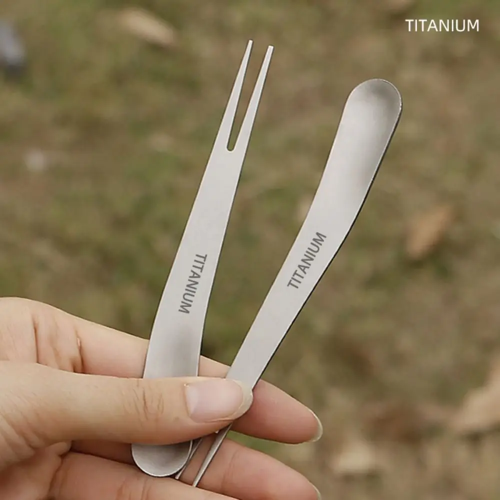 Tenedor ultraligero de titanio para pesca y camping, doble uso - imagen 3