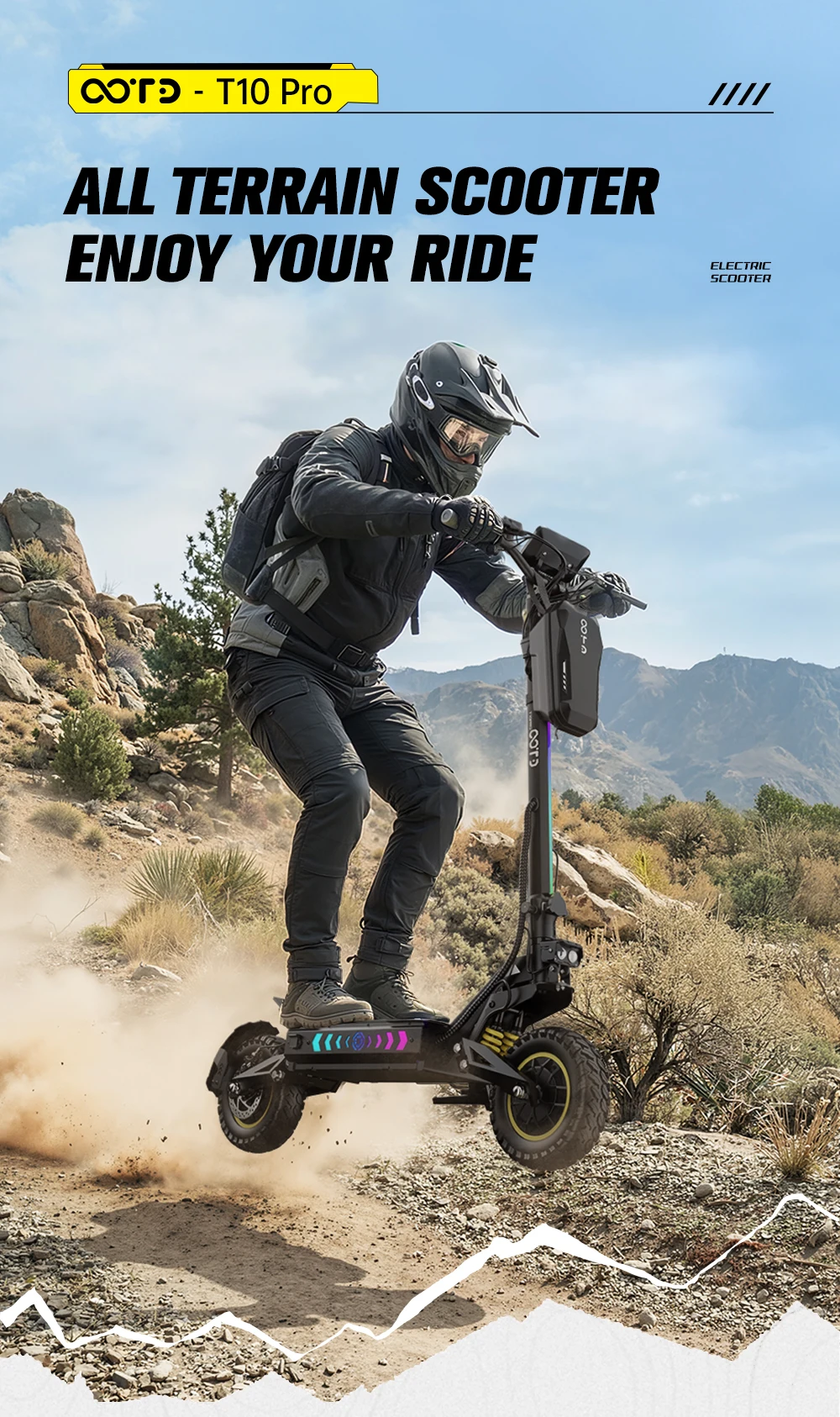 Scooter eléctrico OOTD T10 PRO en uso urbano
