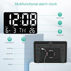 ORIA Reloj de pared digital USB LED con calendario y temperatura