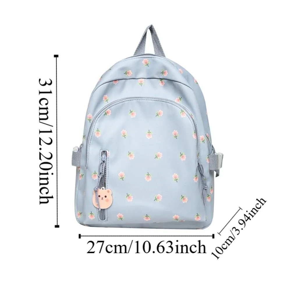 Mochila de viaje de lona con flores y correa ajustable - imagen 2