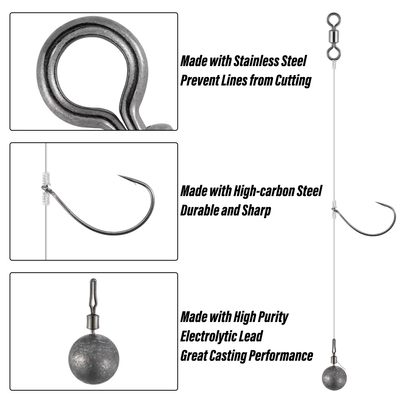 Plomada Texas Rig Drop Shot con giratorio 3,5-10g para lubina - imagen 5