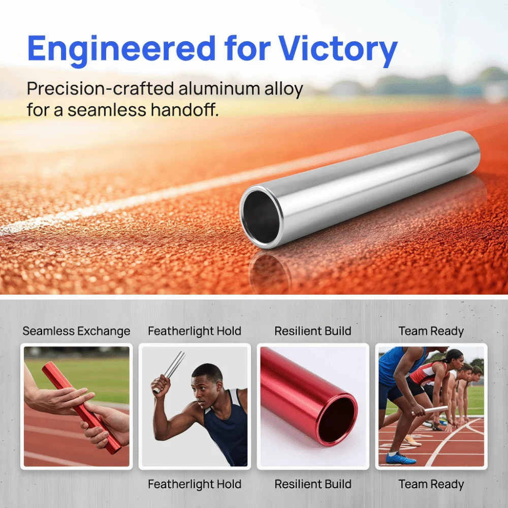 Bastón de atletismo de aleación de aluminio liso brillante, recto hueco - imagen 3