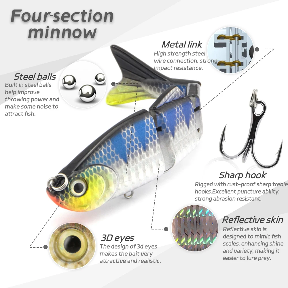 Swimbait articulado que se hunde – Señuelo duro para mar salado - imagen 4