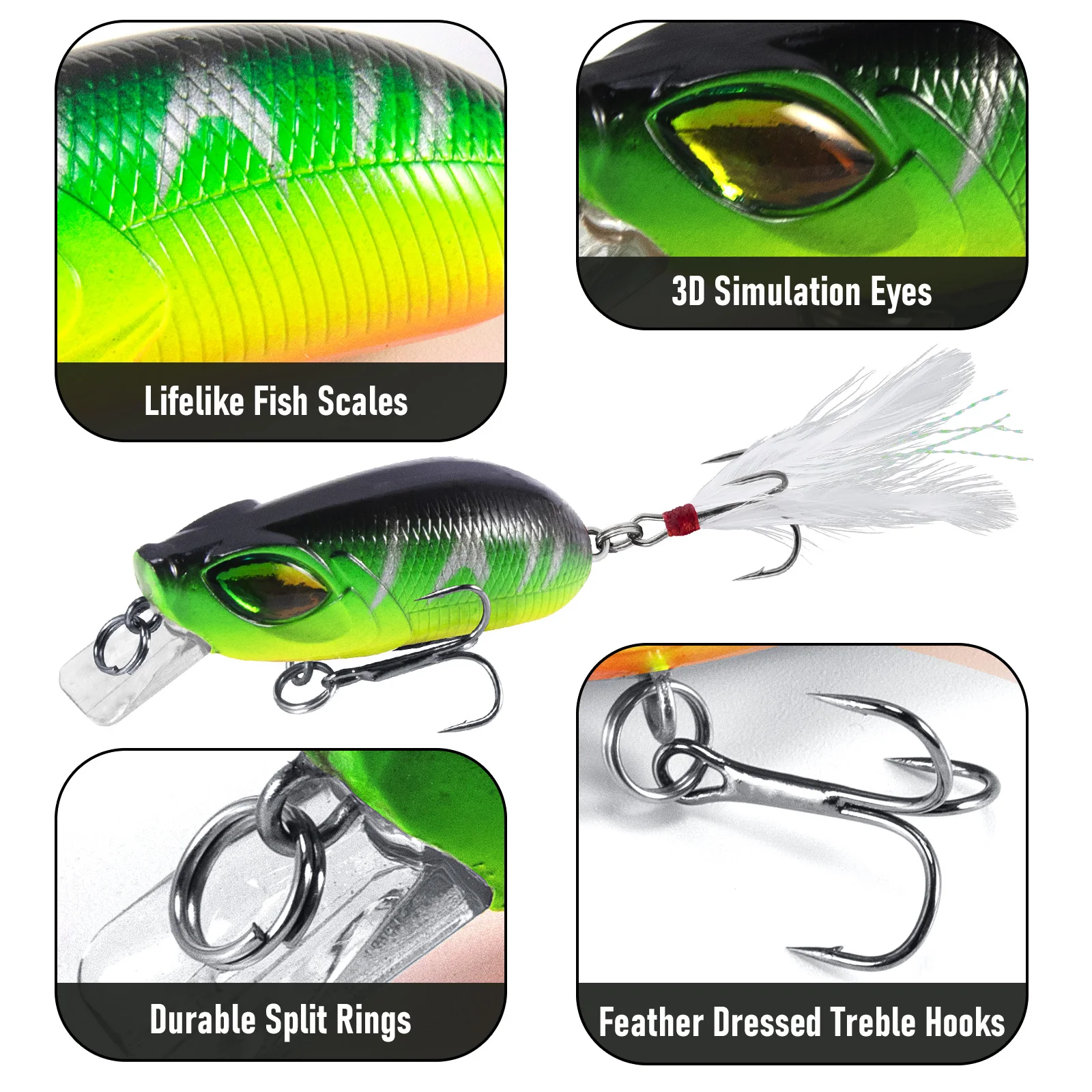 Popper pesca perca y lucio – Señuelo duro anzuelo triple - imagen 5