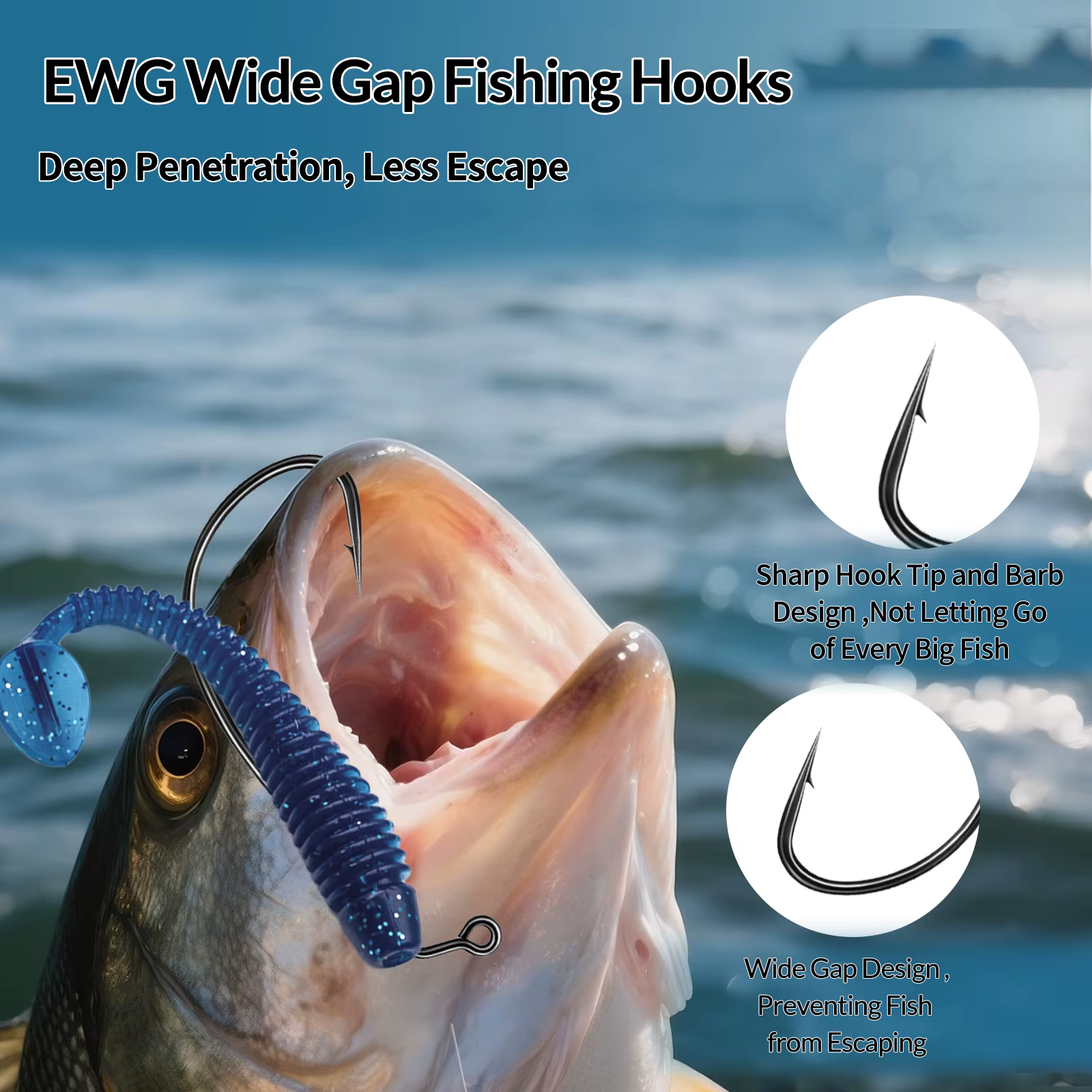 Anzuelos EWG Anti-Enredos 9KM – Texas Rig para Pesca en Agua Salada - imagen 5