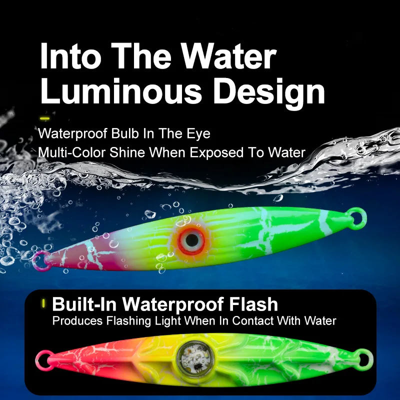 TEASER Jig Metal J111 UV – hundimiento rápido con luz para mar