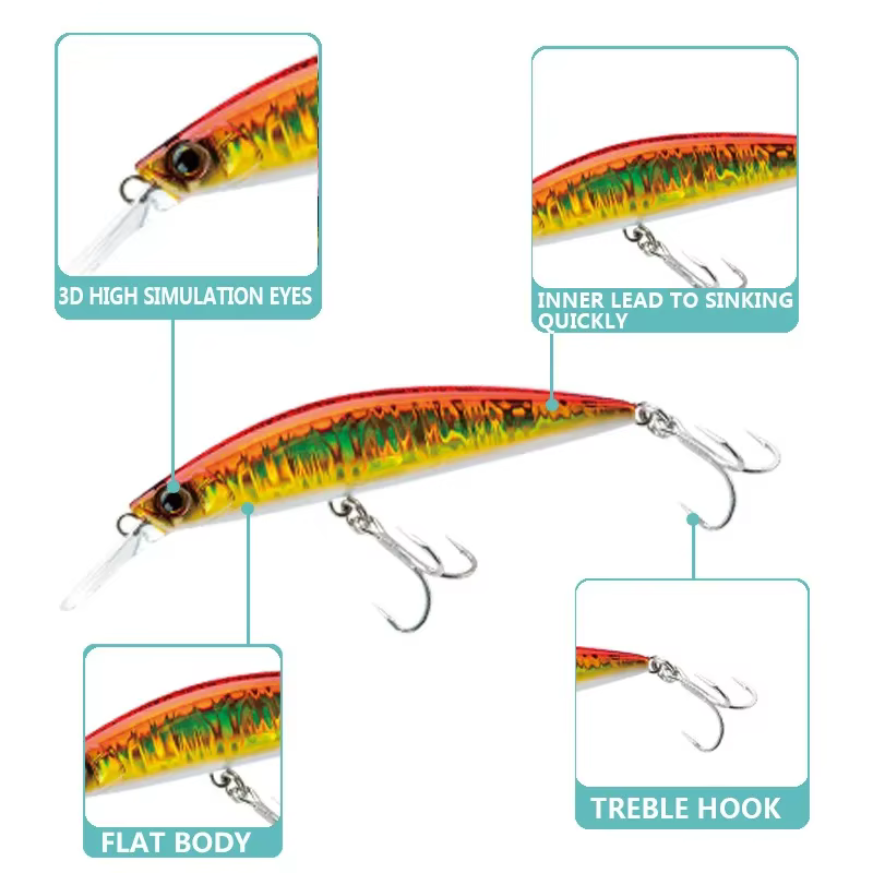 Señuelos duros pececillos con ojos 3D para pesca deportiva en España - imagen 2