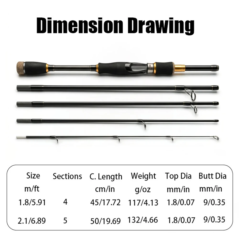 JSFUN Caña portátil de Spinning/Casting ligera de carbono - imagen 3