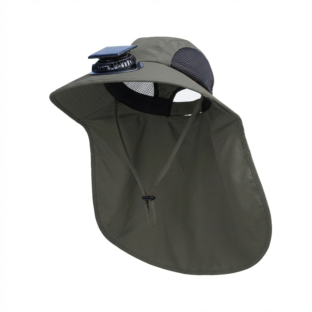 Gorra de pesca con ventilador solar