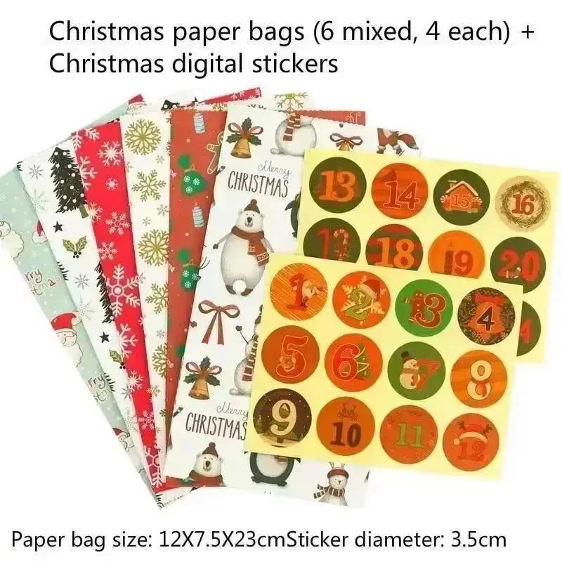 Bolsas kraft con pegatinas de Navidad para regalos y fiestas - imagen 4
