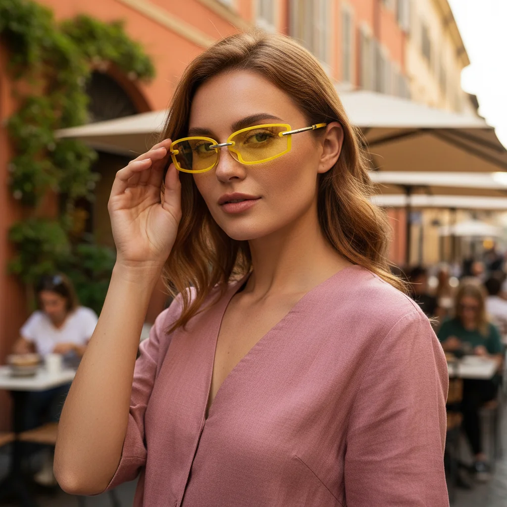 Gafas de sol cuadradas sin montura caramelo con protección UV - imagen 4