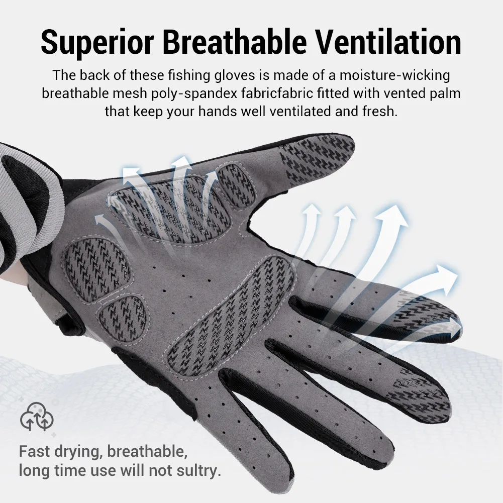 Noeby Guantes de pesca dedo completo - Antideslizantes y UV - imagen 2