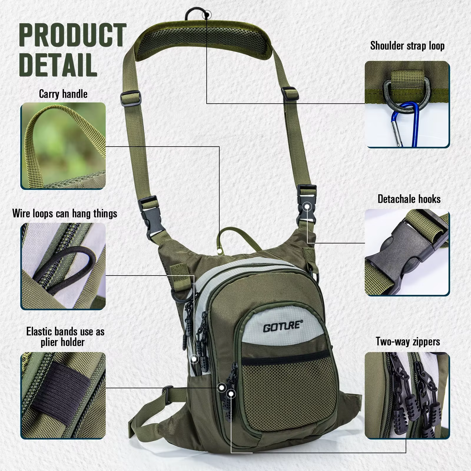 Goture Bolsa de pesca con mosca ultraligera – Bolsillos múltiples - imagen 4
