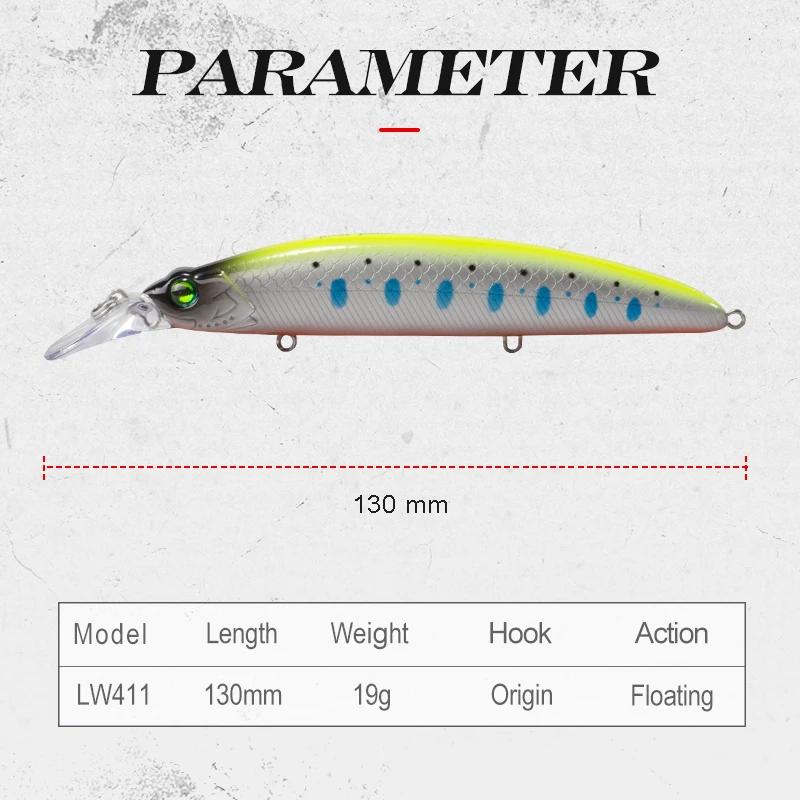 Hunthouse Floating Minnow Jerkbait flotante – Lances largos lubinas - imagen 5