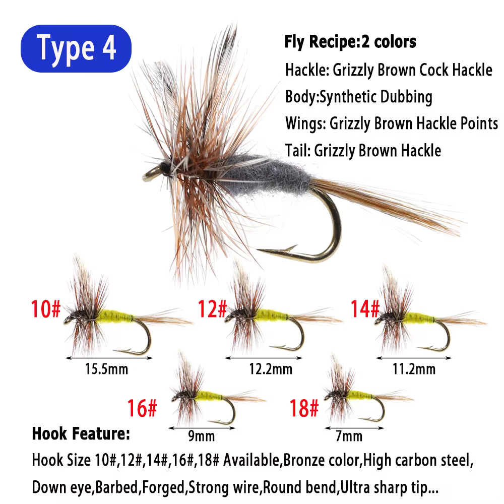 Wifreo ADS Moscas Secas para Trucha Hendrickson Mayfly Caddis - imagen 4