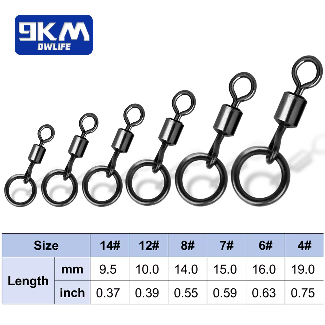 Giratorio 9KM cambio rápido - Anillo negro mate para carpa - imagen 3