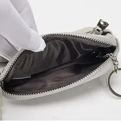 Monedero impermeable de cuero suave con cremallera y tarjetero
