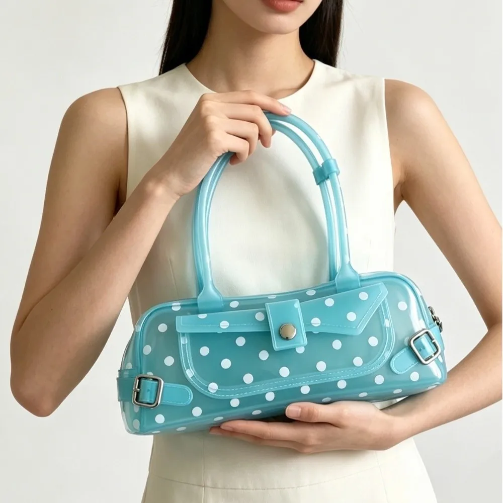 Bolso PVC transparente lunares mini impermeable con asa para playa - imagen 2