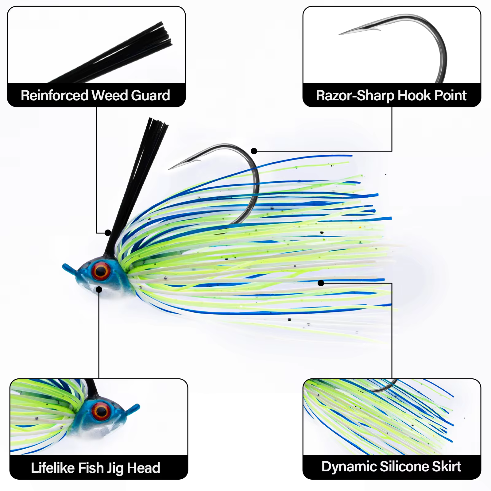 Plantillas de pesca lubina con protector reforzado y faldas de silicona - imagen 3
