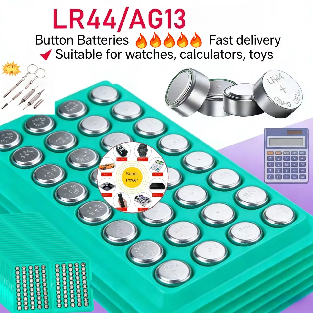 AG13 LR44 Batería de botón alcalina 1.55V para relojes y juguetes
