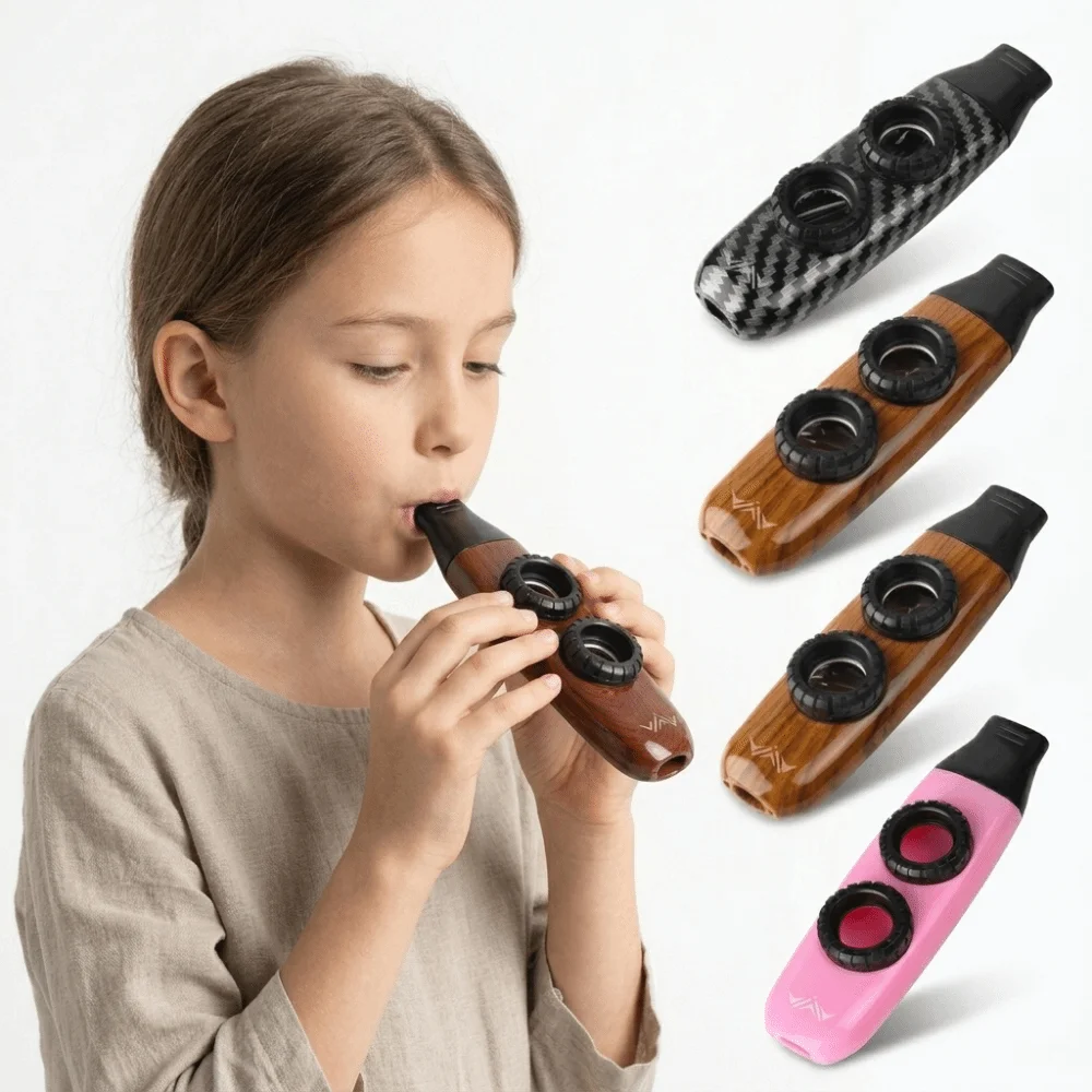 Kazoo ajustable de doble orificio brillante con dos membranas - imagen 3